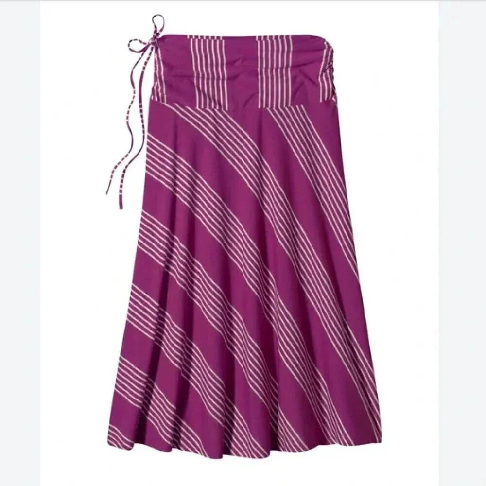 Women's M Patagonia Kamala Convertible Dress/Skirt Purple & White Chevron - Picture 5 of 11